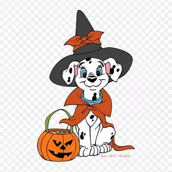 Хэллоуин Собака Клип Арт Собака Далматин The Hundred And O Утюг на теплопередаче Печать Виниловые нашивки Наклейка для одежды DIY Аппликации Моющиеся нашивки