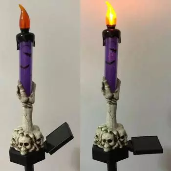 Хэллоуин Солнечная Лампа в виде Руки Скелета, Украшение для Фестивальной Вечеринки, Наружная Водонепроницаемая Садовая Лампа. One Size фиолетовый
