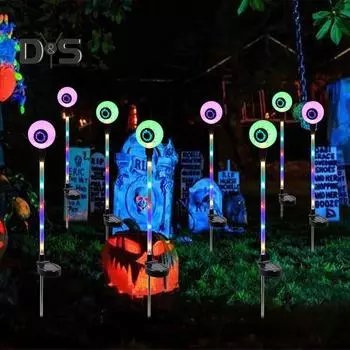 Хэллоуин солнечные фонари череп глаз тыква дорожка светодиодный светильник водонепроницаемый солнечный колышек лампа для наружного двора сад дорожка газон украшение A
