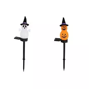 Хэллоуин Солнечный Светильник для кольев, устойчивый к погодным условиям, на солнечной энергии, наружное освещение, украшение на Хэллоуин One Size оранжевый