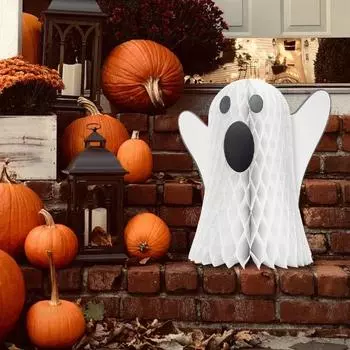 Хэллоуин Сотовый шар Привидение Украшение Жуткая бумага Белый Призрак Стол Центральный элемент Праздничная вечеринка