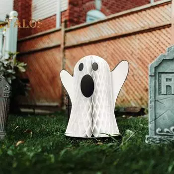 Хэллоуин Сотовый шар Призрак Украшение Жуткая бумага Белый Призрак Настольный центральный элемент Праздничная вечеринка Призрак Настольный орнамент белый
