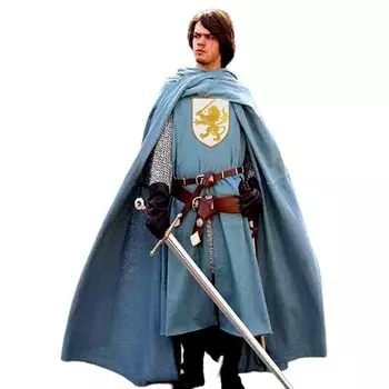 Хэллоуин Средневековая вышивка ручной работы Иерусалимский крест геральдический крест Рыцарский плащ и сюрко Косплей Реконструкция SCA S синий