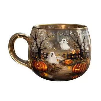 Хэллоуин Стеклянная Кружка Жуткий Призрак Тыква Кофейная Чашка с Ручкой Аксессуары для Напитков для Эспрессо Чая Кофе A