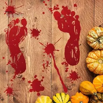 Хэллоуин страшная настенная наклейка красный отпечаток руки ножницы череп водонепроницаемый ПВХ самоклеящаяся гостиная спальня настенное искусство украшение наклейка B