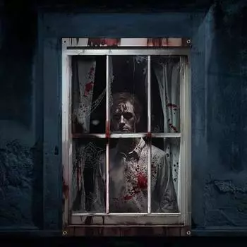 Хэллоуин Страшный Оконный Покров Ужас Женский Призрак Оконный Покров Занавес Внутренней Вечеринки На Открытом Воздухе C