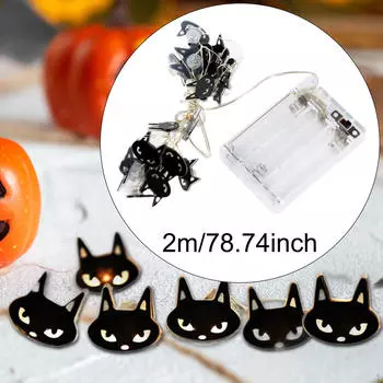 Хэллоуин светодиодные огни уютный светящийся фейский уличный декор черный кот тема 2M 20 Lights