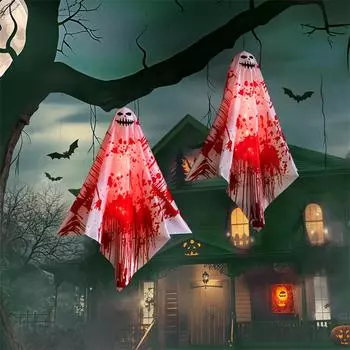 Хэллоуин светодиодные светящиеся огни призрака для дома, внутреннего и наружного подвесного украшения, дома с привидениями, реквизит для ужасов, принадлежности для бара 2024