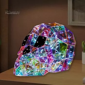 Хэллоуин светодиодный череп украшение ручной работы светящийся призрак ночной светильник ужас скелет голова статуэтка комната статуя для вечеринок домашний декор