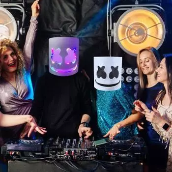 Хэллоуин светодиодный DJ подушка для лица музыкальный фестиваль светящаяся повязка на голову на всю голову праздничный костюм No Light