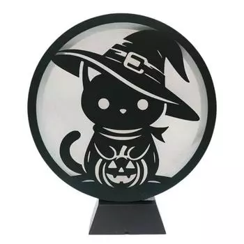 Хэллоуин Светодиодный фонарь Деревянный настольный светильник Дизайн Ведьма Тыква Паук Кот Силуэт Украшение Жуткий Настольный Домашняя Вечеринка Декорация