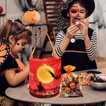 Хэллоуин светодиодный мешок конфет светящийся призрак тыква гадость или жизнь корзина конфет многоразовый 1