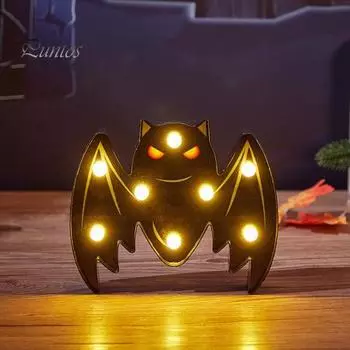Хэллоуин световое украшение призрак тыква летучая мышь светодиодная настольная лампа на батарейках ночники для дома спальня бар вечеринка декор A