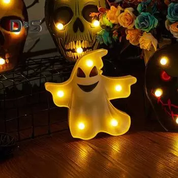 Хэллоуин световое украшение призрак тыква летучая мышь светодиодная настольная лампа на батарейках ночники для дома спальня бар вечеринка декор A
