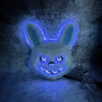 Хэллоуин Светящаяся Маска Черный Медведь Коричневый Медведь Косплей Реквизит Светодиодная Маска для Танцевальной Вечеринки Страшная Маска One Size синий