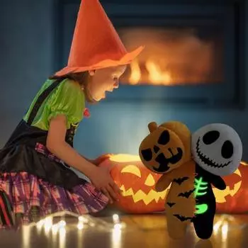 Хэллоуин светящаяся плюшевая игрушка мягкая плюшевая кукла-череп тыквы светится в темноте украшение на Хэллоуин для детей мальчиков девочек B