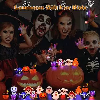 Хэллоуин светящееся кольцо светодиодный детский мигающий пальчиковый свет детский подарок светящиеся игрушки вечеринка светящийся реквизит фестиваль украшения принадлежности 10pcs