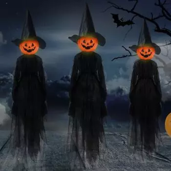 Хэллоуин светящиеся украшения ведьмы кричащие стоячие знаки двора ведьмы с колом держащей руку статуя ведьмы для домашнего газона двора вечеринка декор pumpkin