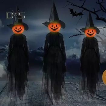 Хэллоуин светящиеся украшения ведьмы кричащие стоячие знаки двора ведьмы с колом держащей руку статуя ведьмы для домашнего газона двора вечеринка декор pumpkin