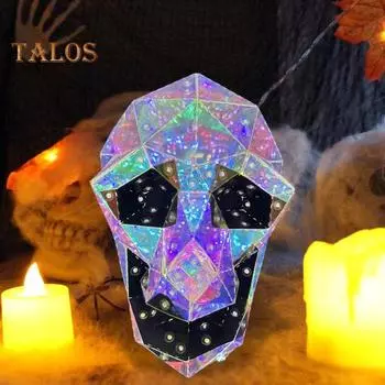 Хэллоуин светящийся череп призматический переливающийся череп светодиодные огни Хэллоуин череп настольный орнамент ночник для домашнего декора вечеринок