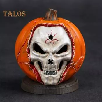Хэллоуин светящийся череп тыква фигурка жуткий светодиодный скелет тыквенная голова статуэтка из смолы скульптура домашний офис настольное украшение украшение для вечеринки Without Light