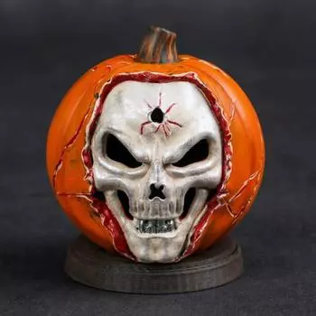 Хэллоуин светящийся череп тыква фигурка жуткий светодиодный скелет тыква голова статуэтка из смолы Without Light