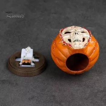 Хэллоуин светящийся череп тыква фигурка жуткий светодиодный скелет тыквенная голова статуэтка из смолы скульптура домашний офис настольное украшение украшение для вечеринки Without Light