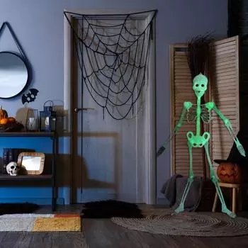 Хэллоуин светящийся скелет украшение всего тела кости черепа реквизит страшный подвижный скелет украшение для Хэллоуин вечеринка декор 90 cm