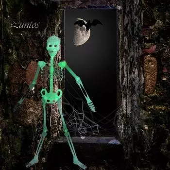 Хэллоуин светящийся скелет украшение всего тела кости черепа реквизит страшный подвижный скелет украшение для Хэллоуин вечеринка декор 90 cm