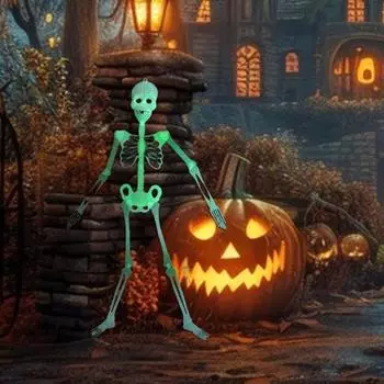 Хэллоуин Светящийся Скелет Украшения Полное Тело Кость Череп Реквизит Страшный Подвижный Скелет 90cm