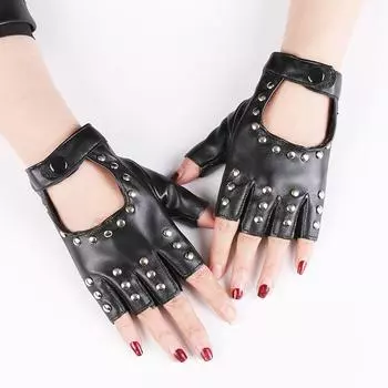Хэллоуин Танец Вождение Перчатки Без Пальцев Модные Аксессуары Заклепки Перчатки Рукавицы Из Искусственной Кожи
