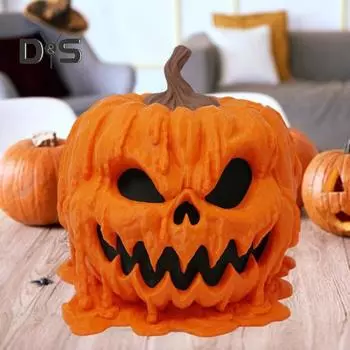 Хэллоуин Тающая тыква Чаша для конфет Жуткая тыквенная голова Держатель для закусок Ящик для хранения Контейнер Статуэтка из смолы Украшение рабочего стола Орнамент Праздничные принадлежности L