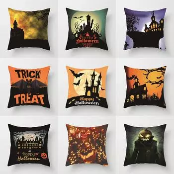 Хэллоуин тема ужас тыква летучая мышь принт узор наволочка дома гостиная диван украшения квадратный пледы наволочка 40X40CM