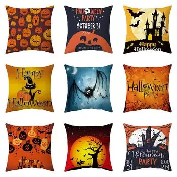 Хэллоуин тема ужас тыква летучая мышь принт узор наволочка дома гостиная диван украшения квадратный пледы наволочка 40X40CM