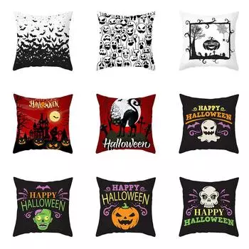 Хэллоуин тема ужас тыква летучая мышь принт узор наволочка дома гостиная диван украшения квадратный пледы наволочка 40X40CM
