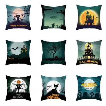 Хэллоуин тема ужас тыква летучая мышь принт узор наволочка дома гостиная диван украшения квадратный пледы наволочка 40X40CM