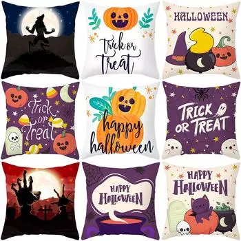 Хэллоуин тема ужас тыква летучая мышь принт узор наволочка дома гостиная диван украшения квадратный пледы наволочка 40X40CM