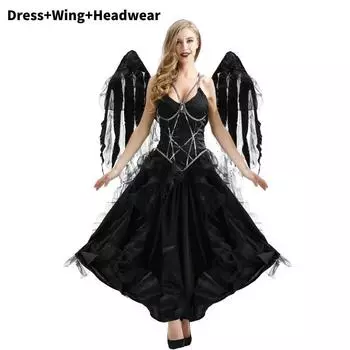 Хэллоуин Темный Вампир Ангел Демон Платье Косплей Костюм Сексуальный Призрак Ведьма Невеста M