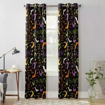 Хэллоуин текстура летучей мыши шторы для спальни гостиная оконные шторы жалюзи кухня домашний декор шторы 135W x 60H(cm) x1