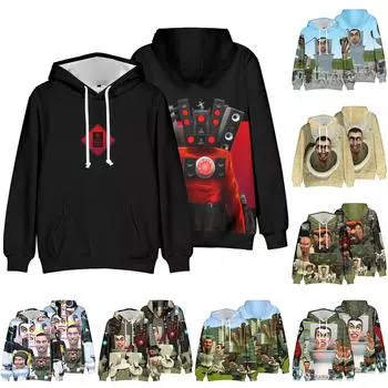 Хэллоуин Туалетный Человек Трюк Повседневный Пуловер С Капюшоном С Длинными Рукавами Свитер С Круглым Вырезом Взрослый Размер M винный