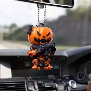 Хэллоуин тыква человек подвесное украшение для дома комнатная рождественская елка зеркало заднего вида автомобиля 2D плоский мультфильм тыква акриловый подвесной орнамент кулон оранжевый