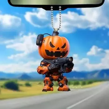 Хэллоуин тыква человек подвесное украшение для дома комнатная рождественская елка зеркало заднего вида автомобиля 2D плоский мультфильм тыква акриловый подвесной орнамент кулон оранжевый