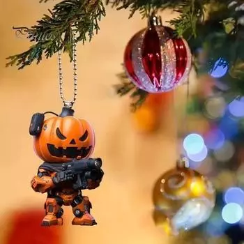 Хэллоуин тыква человек подвесное украшение для дома комнатная рождественская елка зеркало заднего вида автомобиля 2D плоский мультфильм тыква акриловый подвесной орнамент кулон оранжевый
