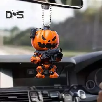 Хэллоуин тыква человек подвесное украшение для дома комнатная рождественская елка зеркало заднего вида автомобиля 2D плоский мультфильм тыква акриловый подвесной орнамент кулон оранжевый