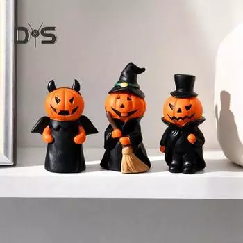 Хэллоуин Тыква Человек Статуэтка Смола Демон Ведьма Цилиндр Тыква Статуя Скульптура Домашний Офис Настольный Сад Украшение Украшение Подарок 1