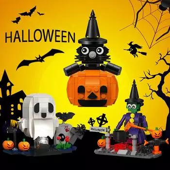 Хэллоуин тыква фонарь фигурки строительные блоки набор ужас монстр тыква призрак трюк кирпичи голова модель игрушки для ребенка мальчик