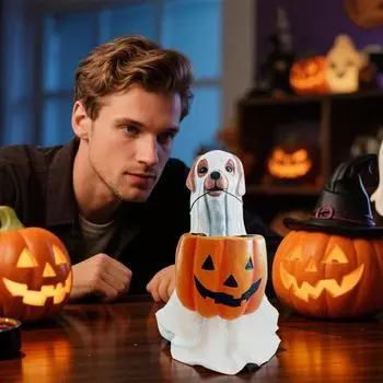 Хэллоуин Тыква И Щенок Полирезиновая Фигурка Конфетница One Size белый