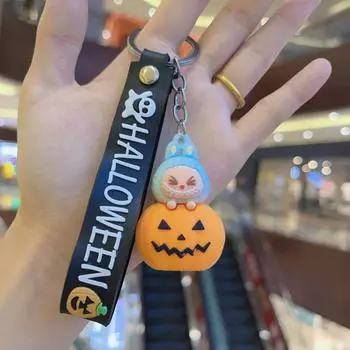 Хэллоуин Тыква Лабубу Брелок Подвеска Автомобильный Брелок Рюкзак Подвески Украшения Подарки розовый