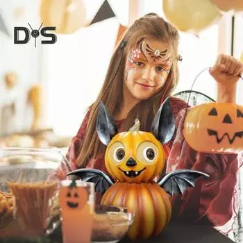 Хэллоуин тыква летучая мышь жуткая крылатая тыква голова смоляная статуя скульптура для внутреннего и наружного сада настольное украшение орнамент A