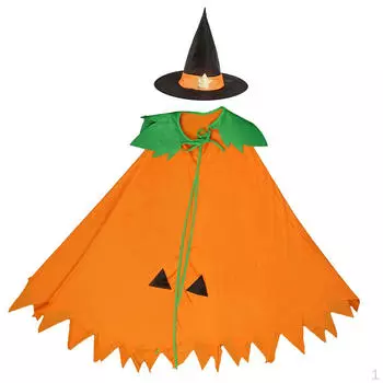 Хэллоуин тыква накидка плащ с конусной шляпой костюм косплей нарядное платье ребенка
